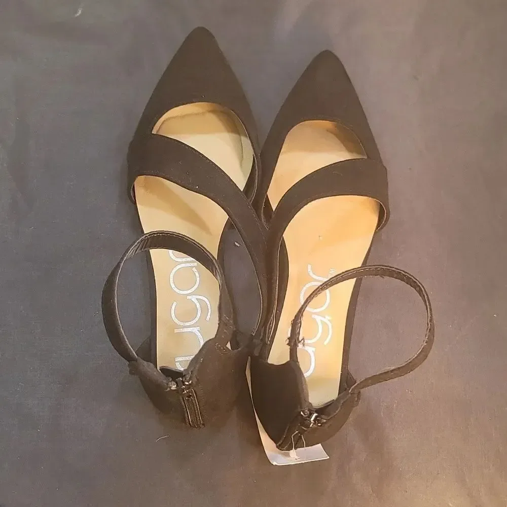 BRAND NEW SUGAR BACK ZIPPER CLOSURE POINTED TOE FLAT
